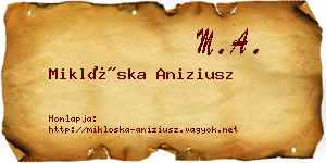 Miklóska Aniziusz névjegykártya